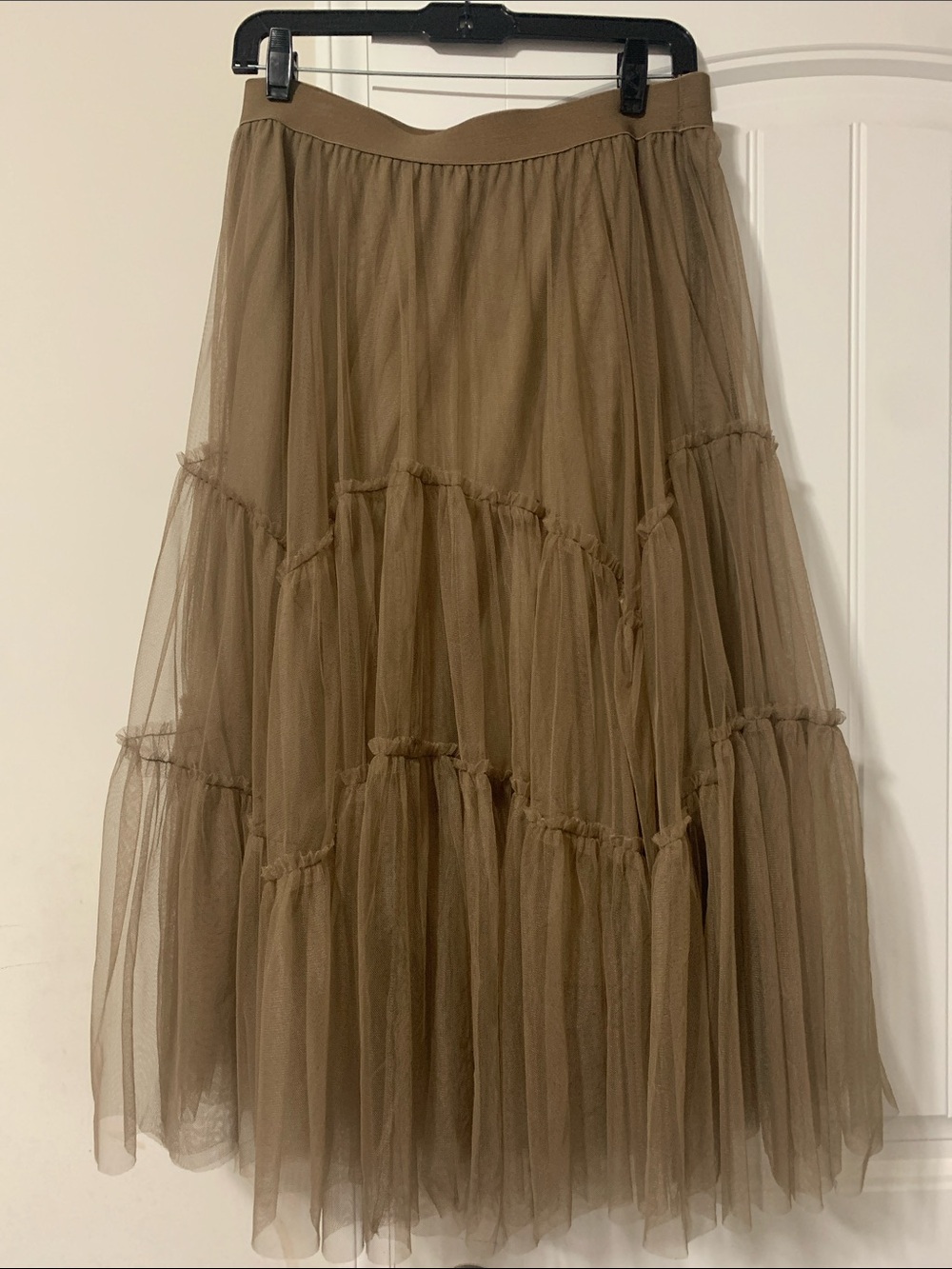 Cato Brown Tiered Tulle Maxi Skirt